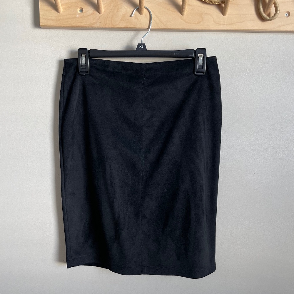 Cupcakes & Cashmere black suede pencil skirt
